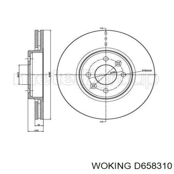Тормоз дисковый передний Woking D658310 цена, от 40.29 USD
