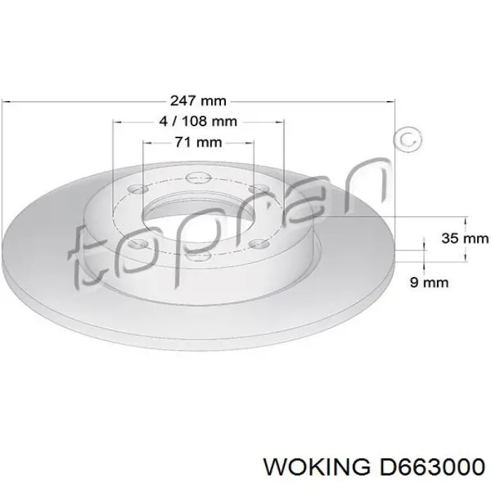 Задний дисковый тормоз Woking D663000