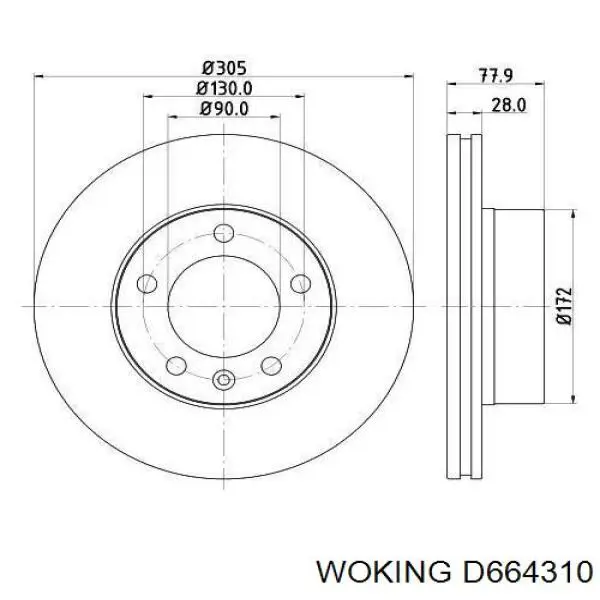 Тормоз дисковый передний Woking D664310 цена, от 55.82 USD