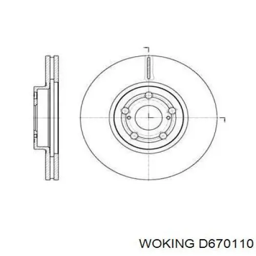 Передние тормозные диски D670110 Woking