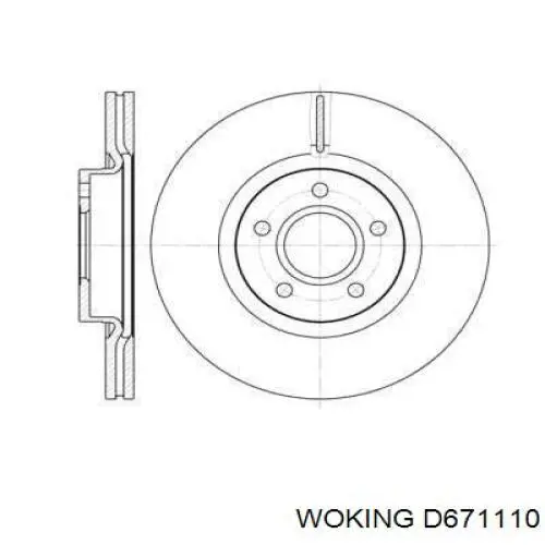 D671110 Woking передние тормозные диски