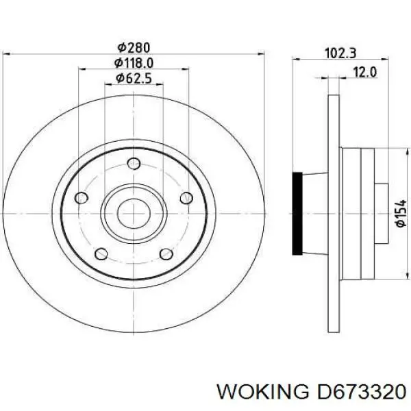 Задний тормозной диск Woking D673320 цена, от 91.19 USD