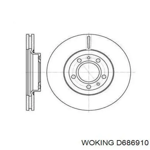 Передние тормозные диски D686910 Woking