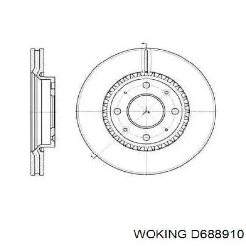 Передние тормозные диски D688910 Woking