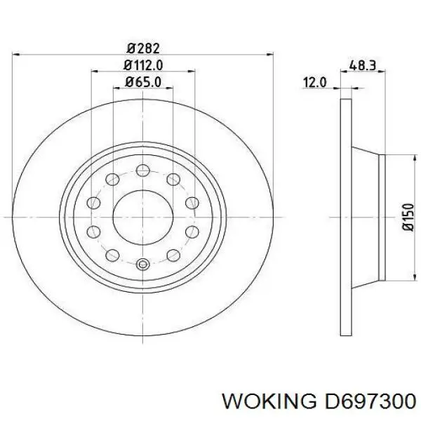 Disco de freno trasero D697300 Woking