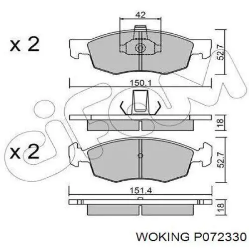 Купить P072330 Woking Колодки тормозные
