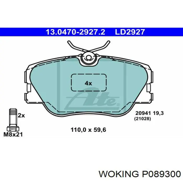 Тормозные колодки Woking P089300