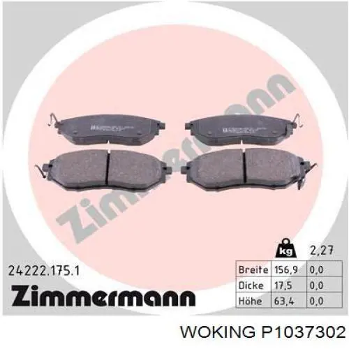 Колодки Woking P1037302 цена, от 34.99 USD