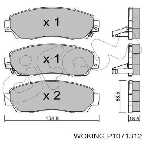 Передние тормозные колодки P1071312 Woking