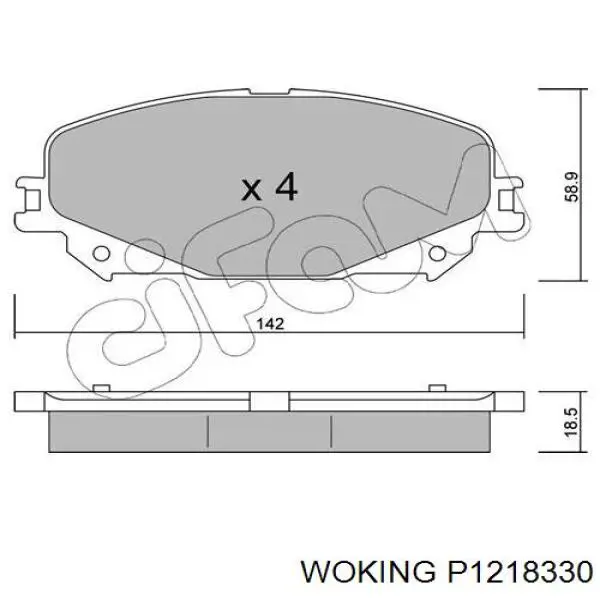 Передние тормозные колодки P1218330 Woking