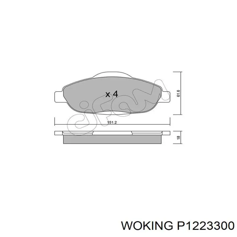 Передние тормозные колодки P1223300 Woking
