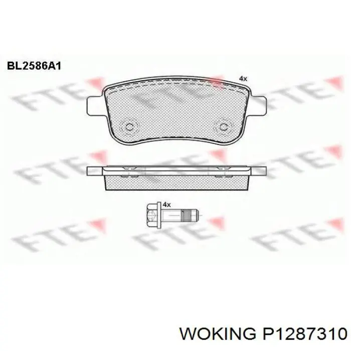 Задние тормозные колодки P1287310 Woking