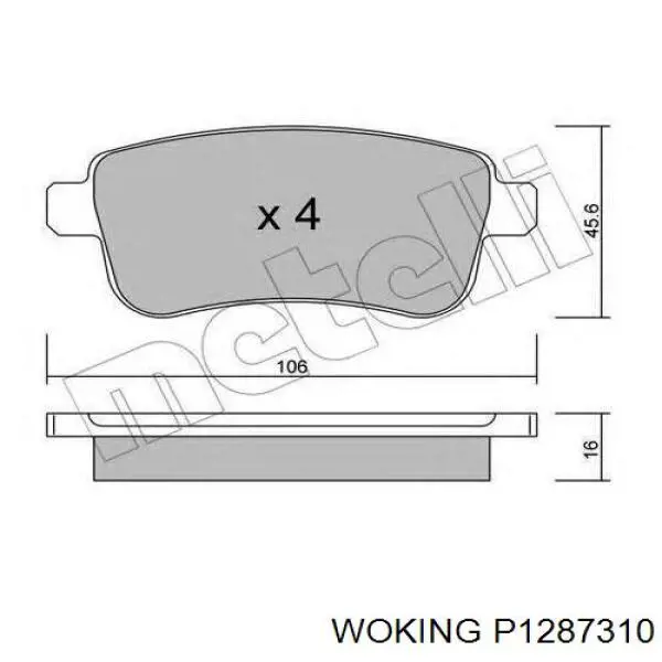 Колодки дисковые  Woking P1287310 цена, от 24.40 USD