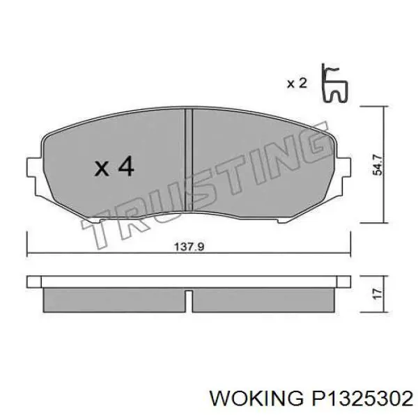 Передние тормозные колодки P1325302 Woking