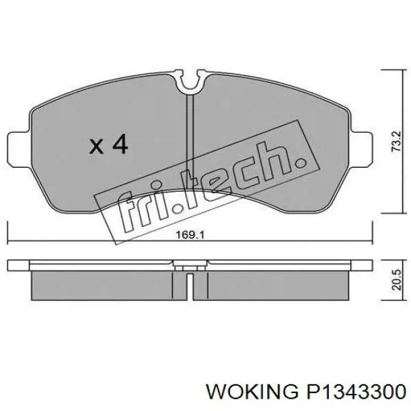 Передние тормозные колодки P1343300 Woking