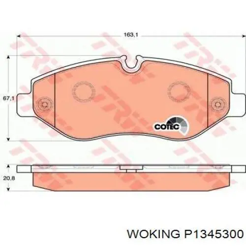 Передние тормозные колодки P1345300 Woking