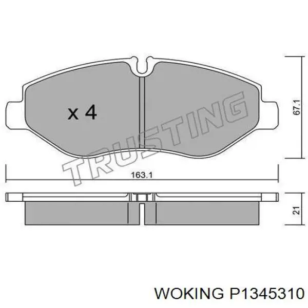 Передние тормозные колодки P1345310 Woking