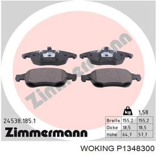 Колодки Woking P1348300 цена, от 20.15 USD