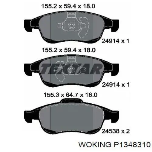Колодки Woking P1348310 цена, от 27.30 USD