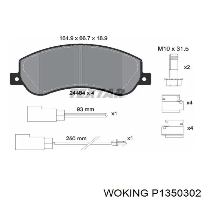 Передние тормозные колодки P1350302 Woking