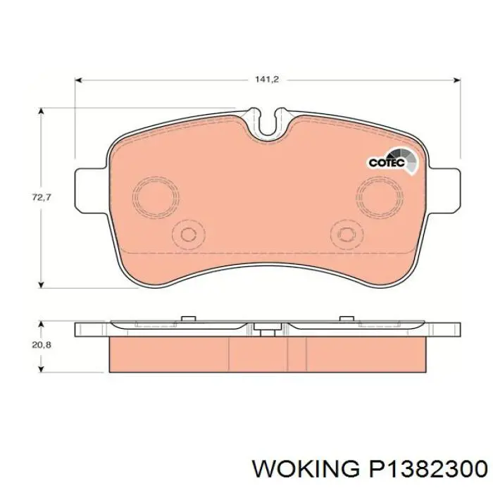 Купить P1382300 Woking Колодки тормозные задние, дисковые