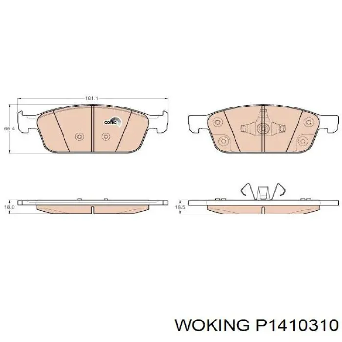 P1410310 Woking колодки тормозные передние дисковые