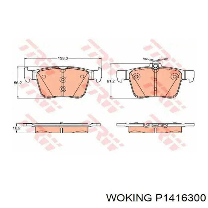 P1416300 Woking Колодки тормозные дисковые комплект