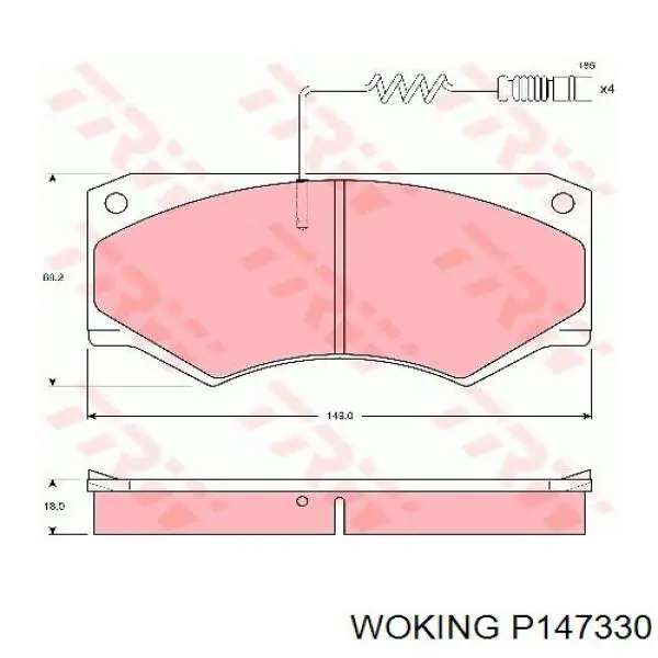 Купить P147330 Woking Колодки тормозные