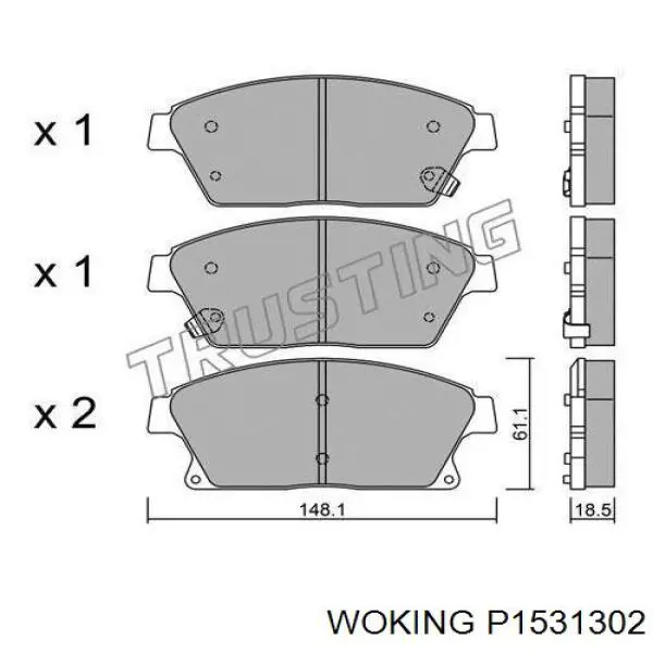 Передние тормозные колодки P1531302 Woking