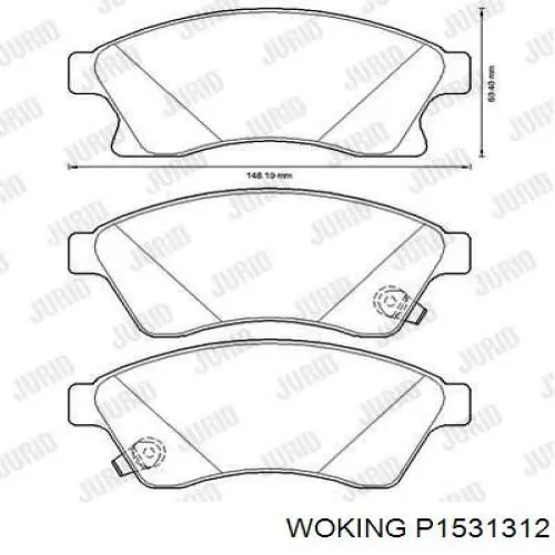 Передние тормозные колодки P1531312 Woking