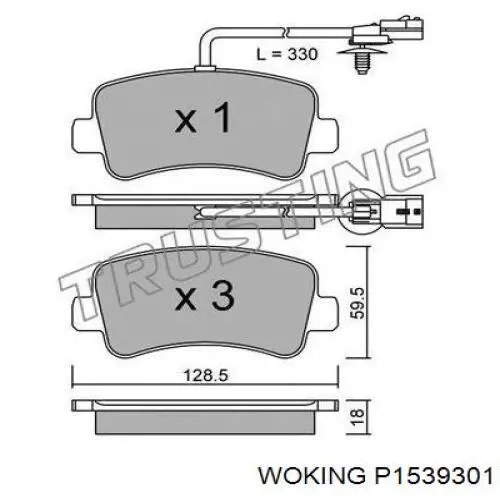 Задние тормозные колодки P1539301 Woking