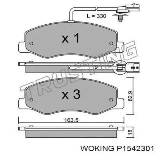 Задние тормозные колодки P1542301 Woking