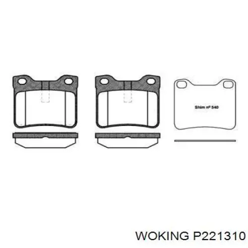 Задние тормозные колодки P221310 Woking