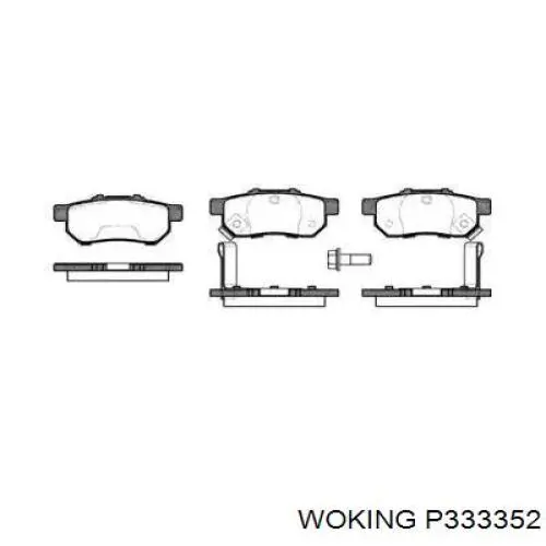 P333352 Woking колодки тормозные задние дисковые