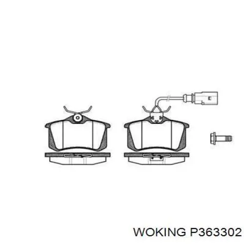 Задние тормозные колодки P363302 Woking