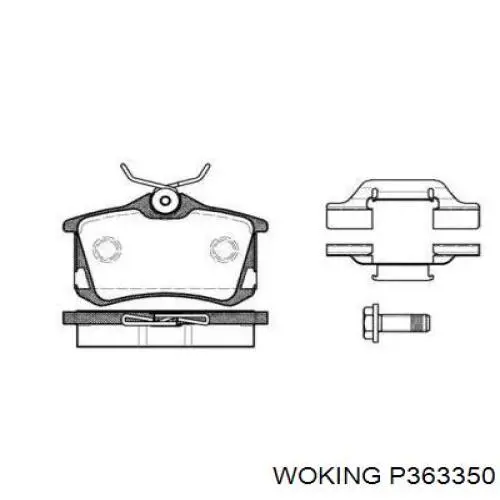 Задние тормозные колодки P363350 Woking