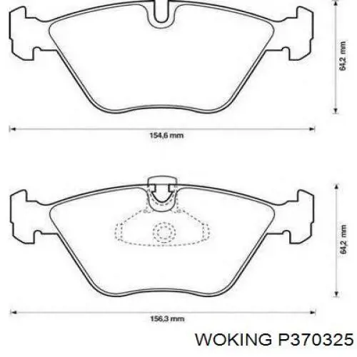 Передние тормозные колодки P370325 Woking