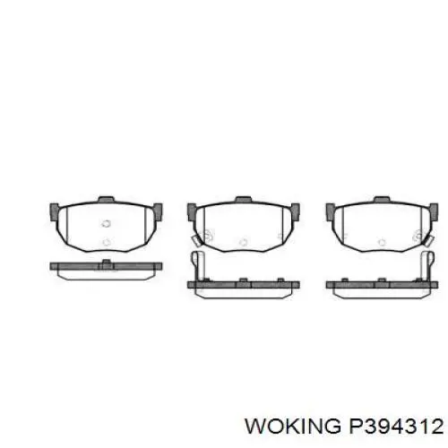 Задние тормозные колодки P394312 Woking