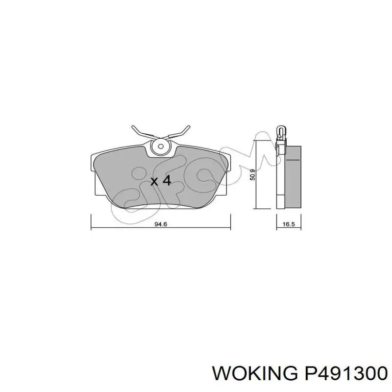 Задние тормозные колодки P491300 Woking