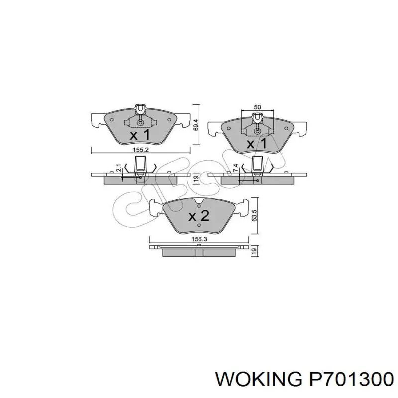 Купить P701300 Woking Колодки тормозные