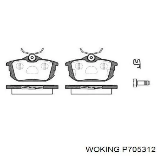 Задние тормозные колодки P705312 Woking