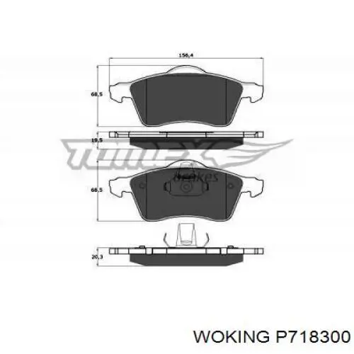 Передние тормозные колодки P718300 Woking