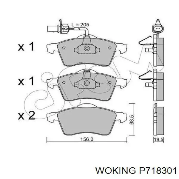 Передние тормозные колодки P718301 Woking