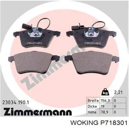 Колодки Woking P718301 цена, от 29.78 USD
