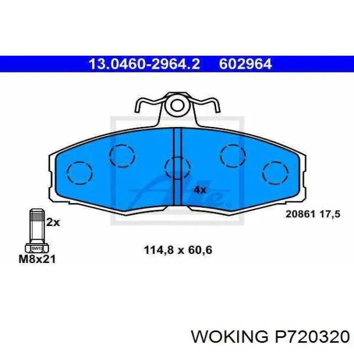 Купить P720320 Woking Колодки тормозные