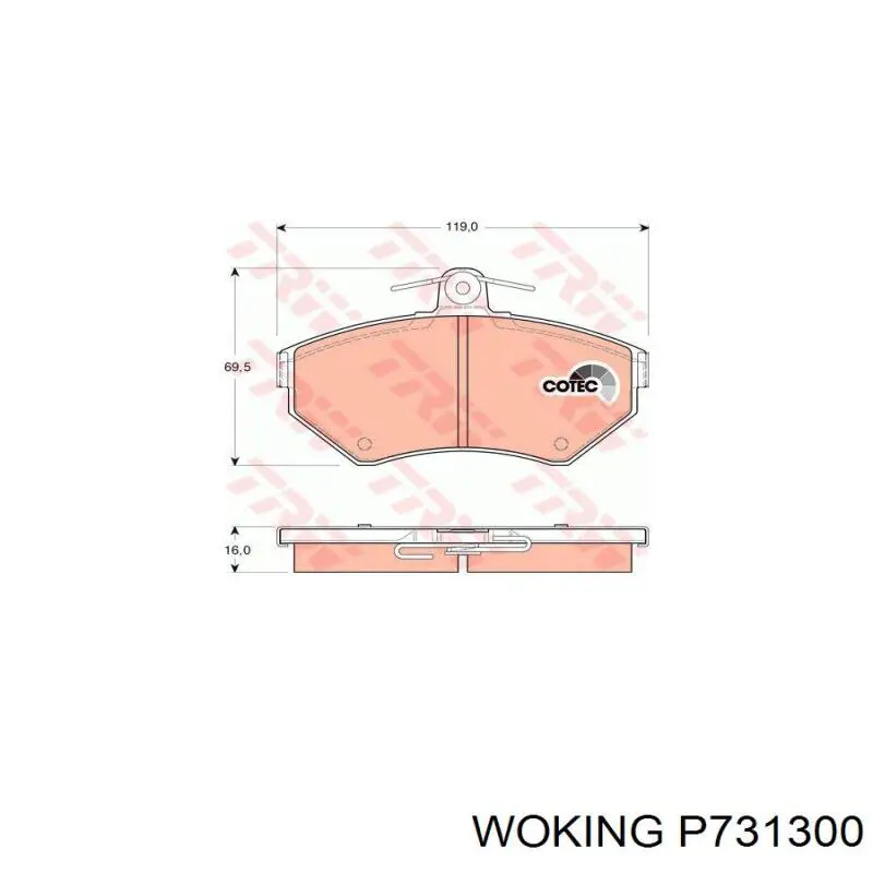 Передние тормозные колодки P731300 Woking