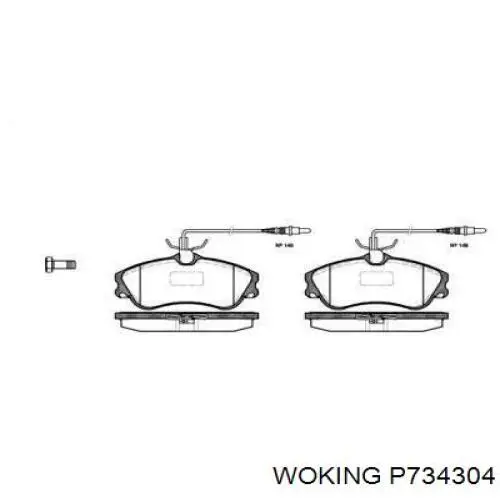 Передние тормозные колодки P734304 Woking