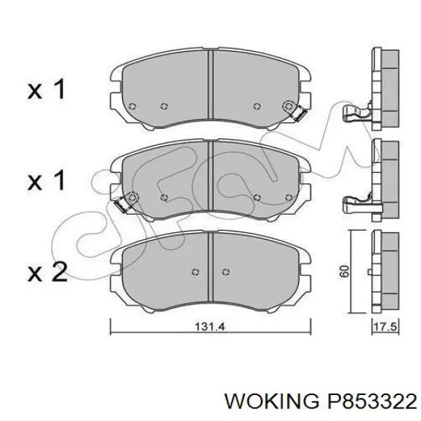 Передние тормозные колодки P853322 Woking