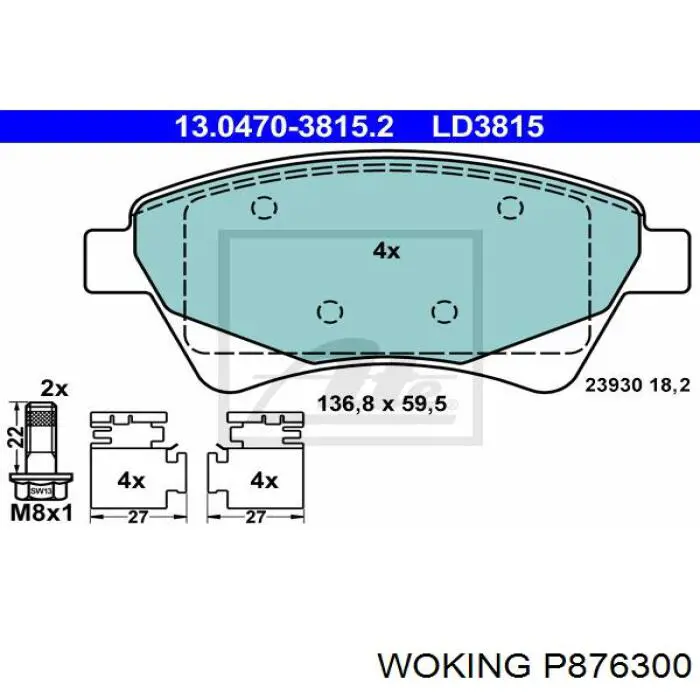 P876300 Woking Колодки передние