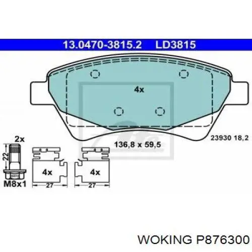 Колодки Woking P876300 цена, от 15.90 USD